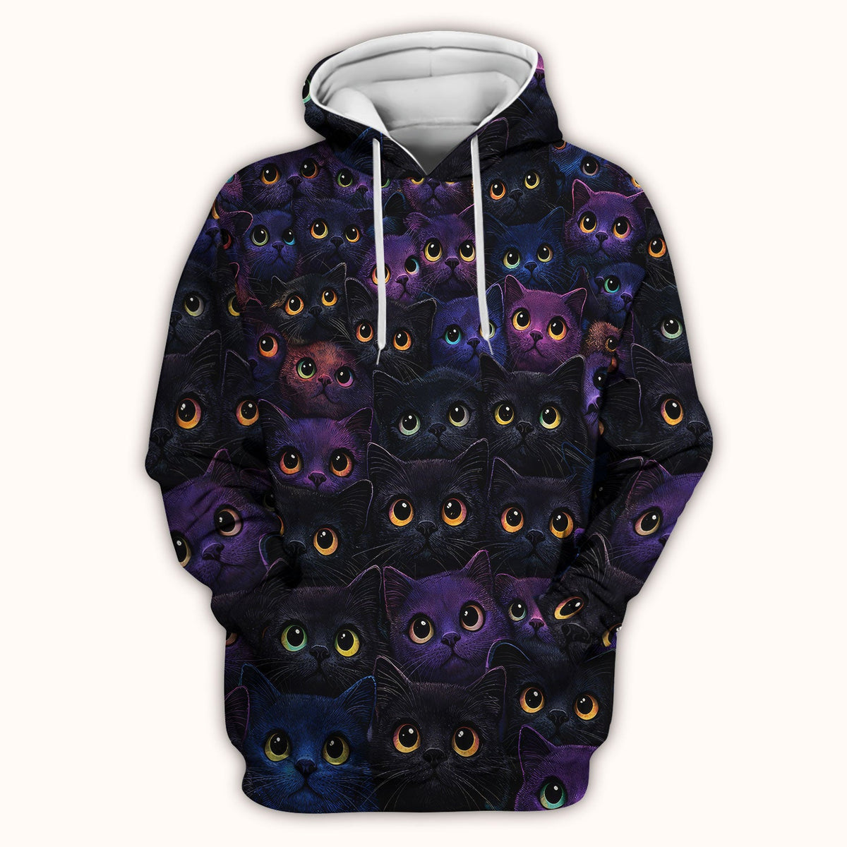 Cute Cat Eyes Pattern Scrub Top for Nurses, Breathable Fabrics Nursing Uniform