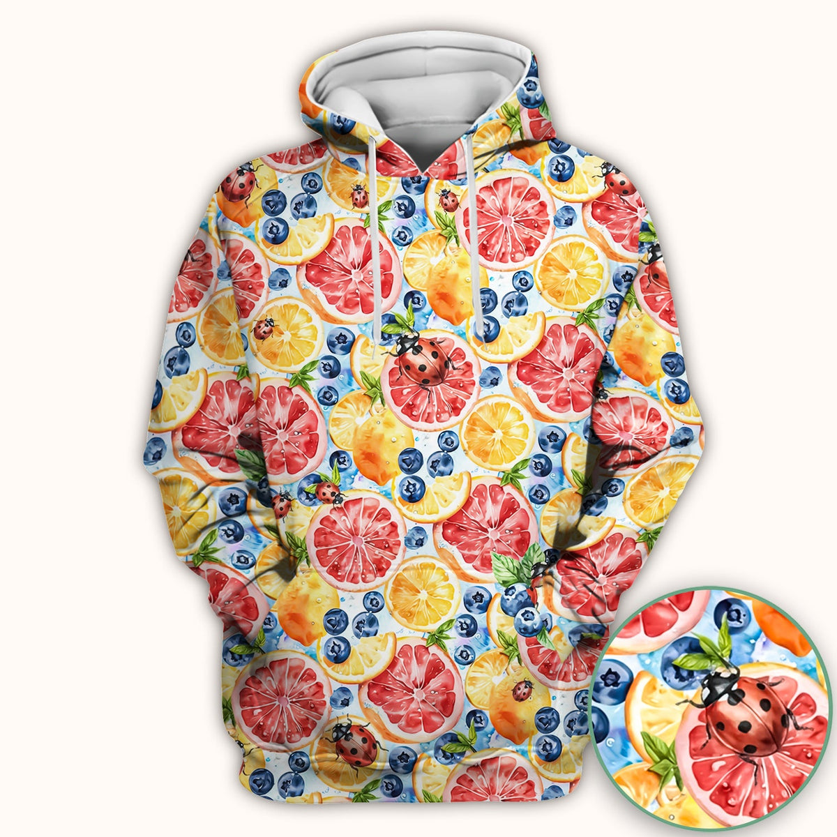 Citrus Berry Ladybug Nurse Scrub Top