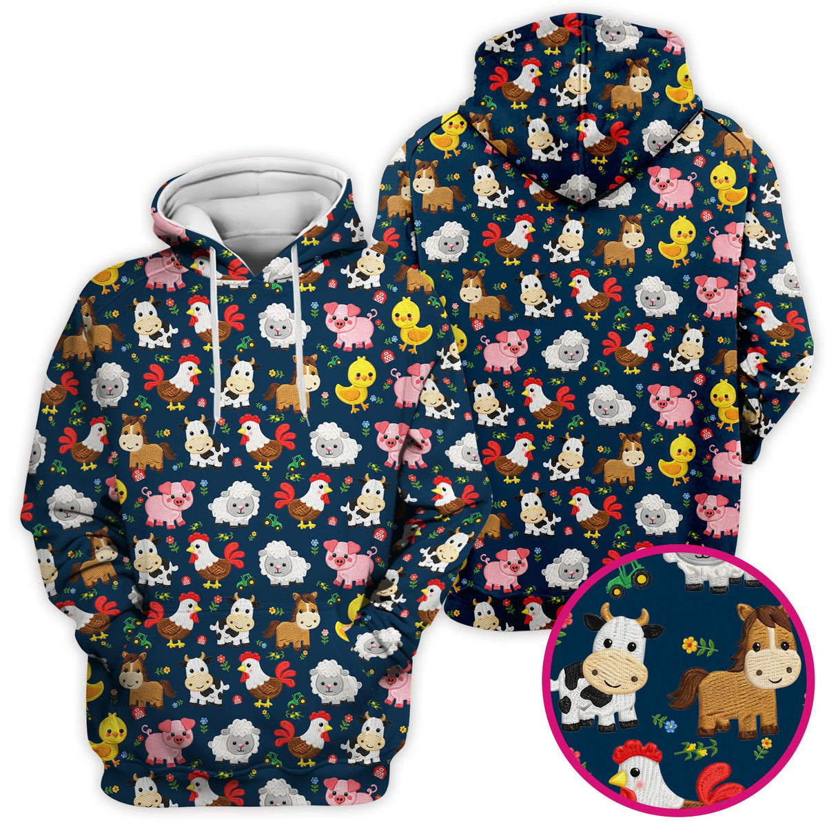 Cartoon Farm Animal Nurse Scrub Top