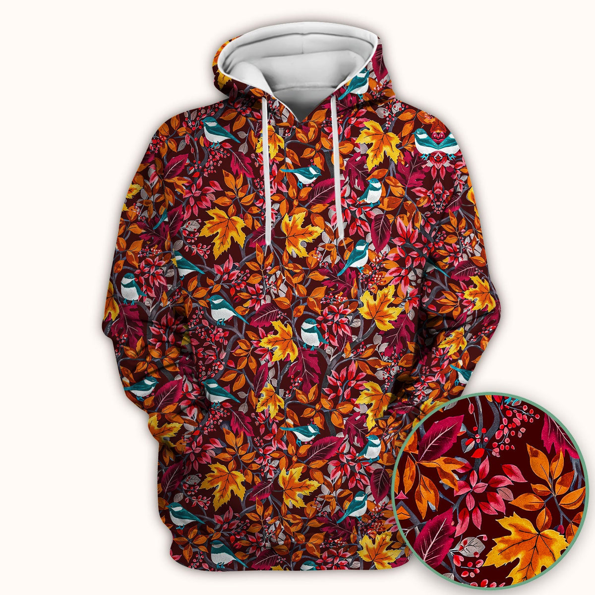 Autumn Leaves Blue Bird Nurse Scrub Top