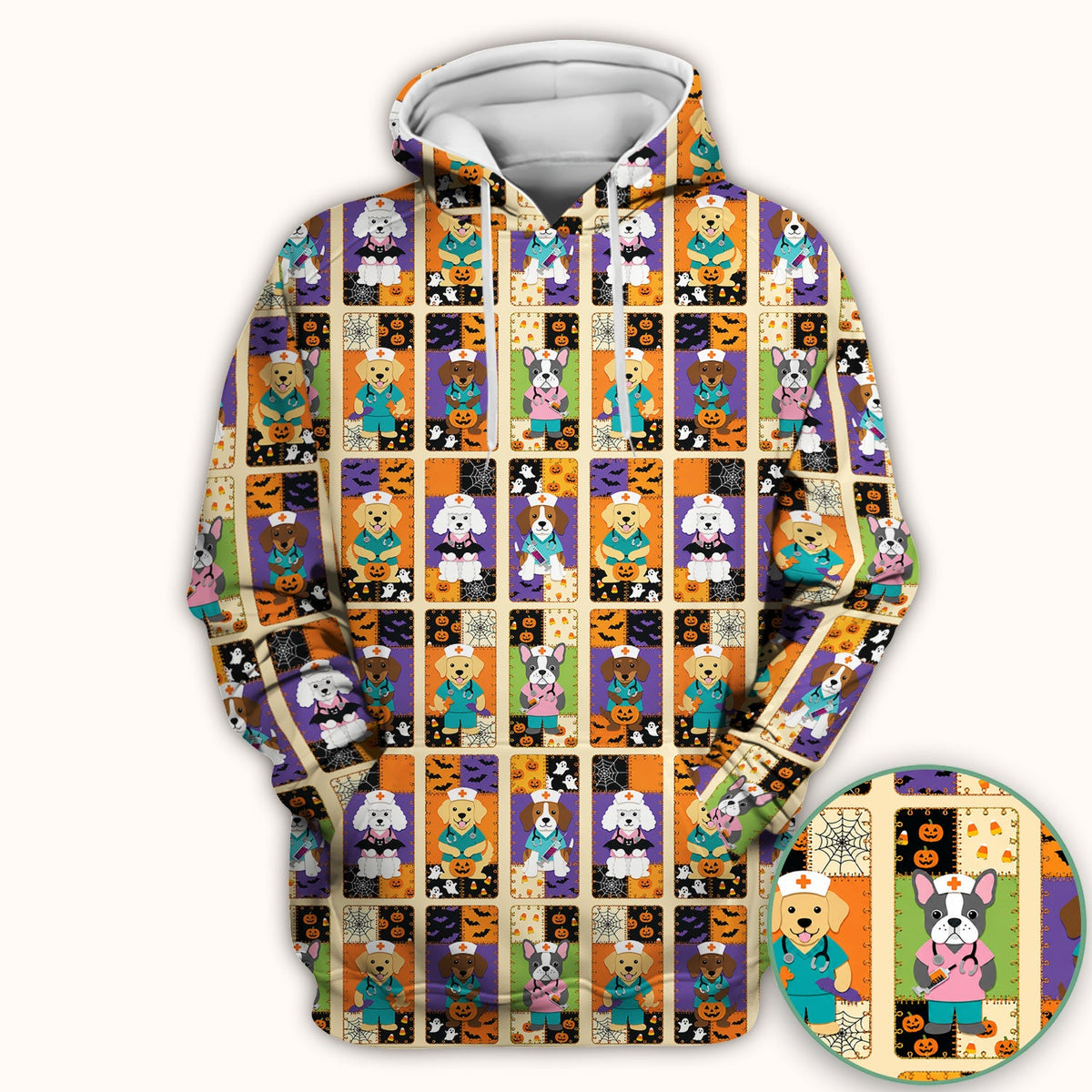 Spooky Dog Veterinary Nurse Scrub Top