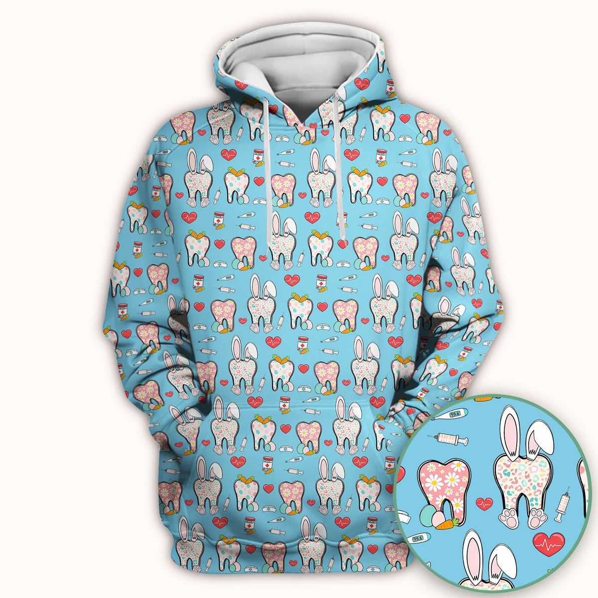 Easter Bunny Dentist Nurse Scrub Top