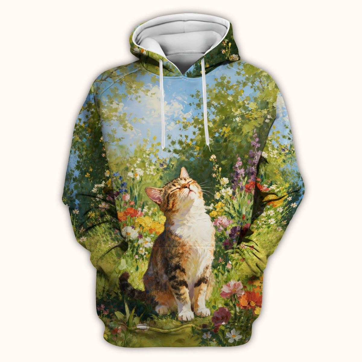 Whimsical Garden Cat Blossom Nurse Scrub Top
