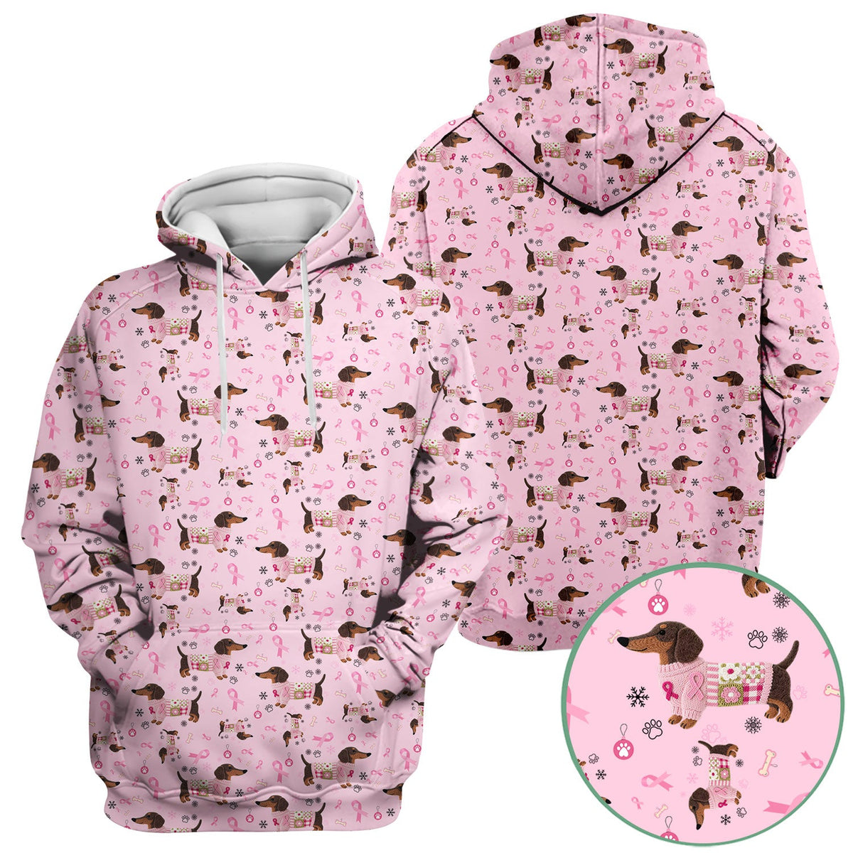 Pink Ribbon Dachshund Nurse Scrub Top