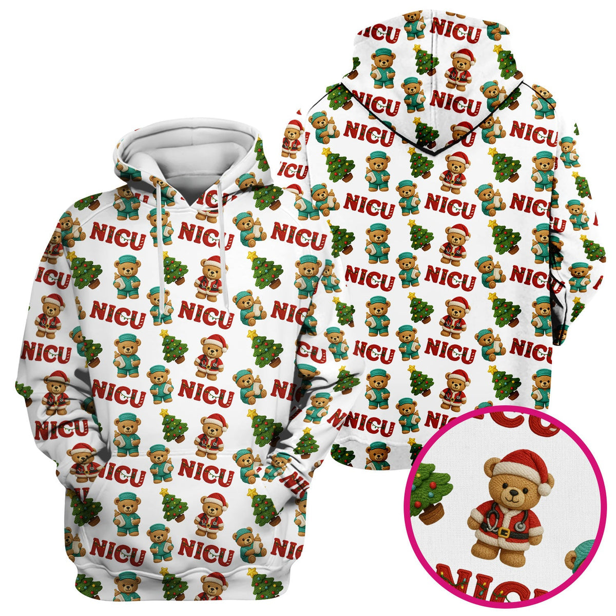NICU Nurse Teddy Bear Scrub Top - Christmas Gift