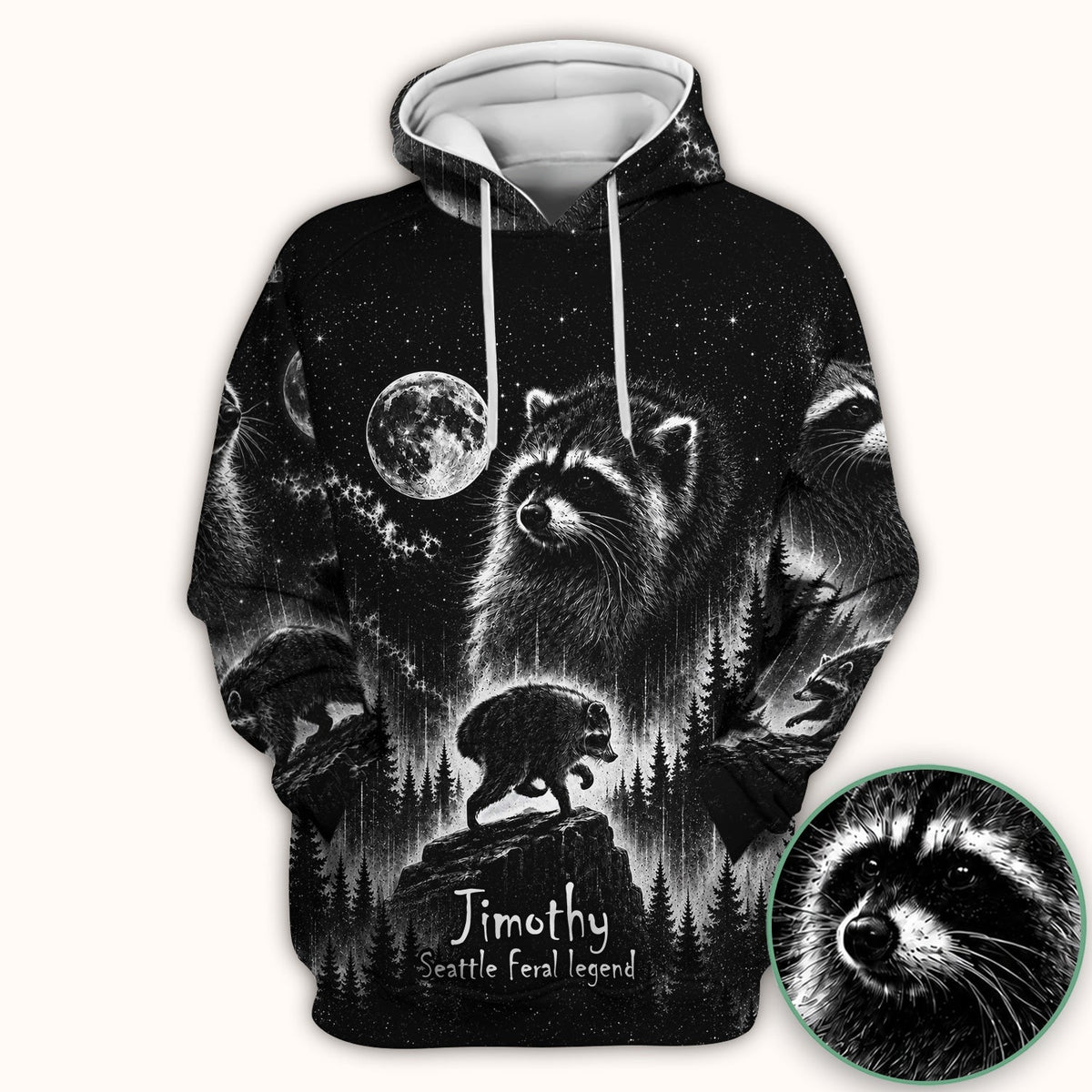 Moonlit Jimothy Raccoon Forest Nurse Scrub Top