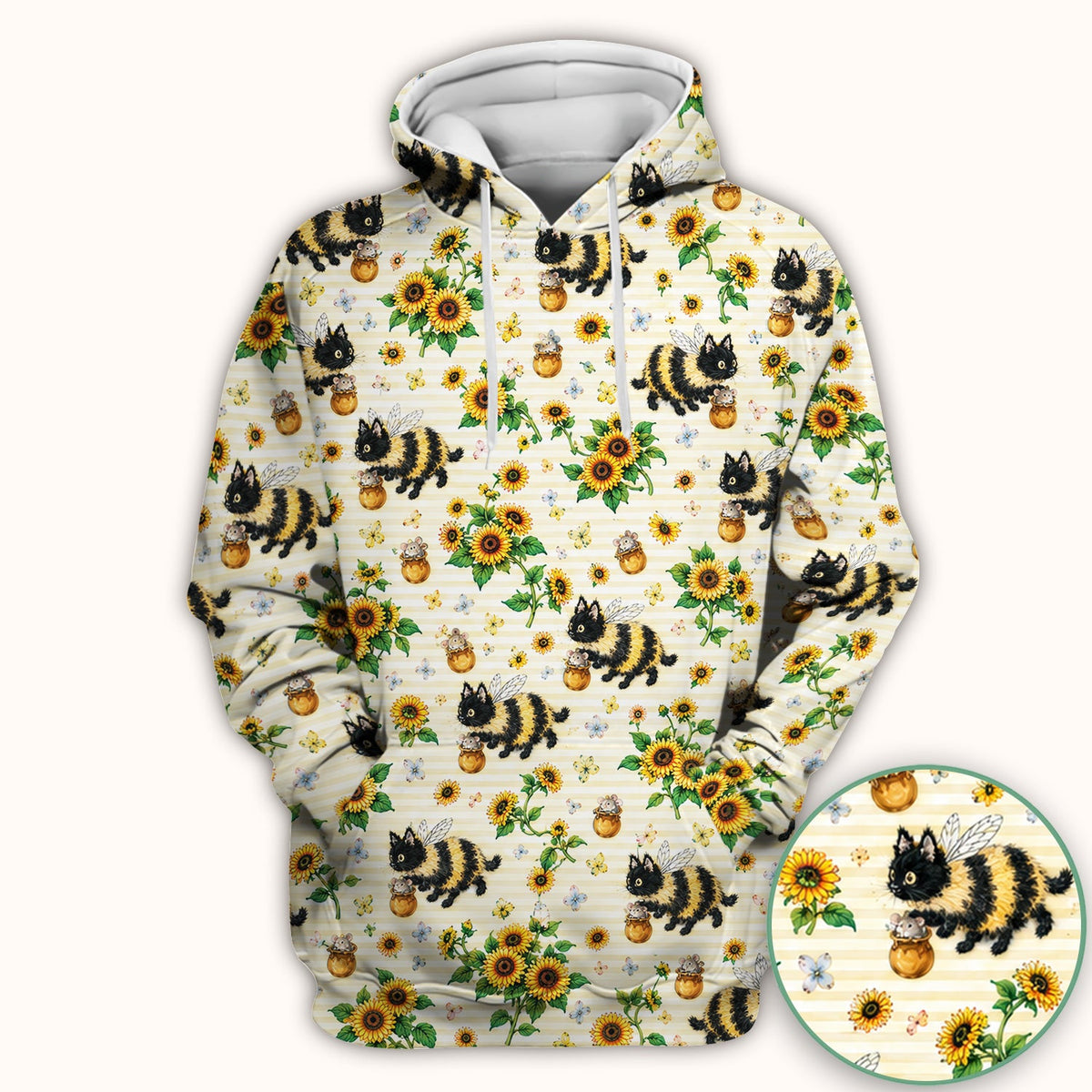 Bumblebee Cat Sunflower Nurse Scrub Top