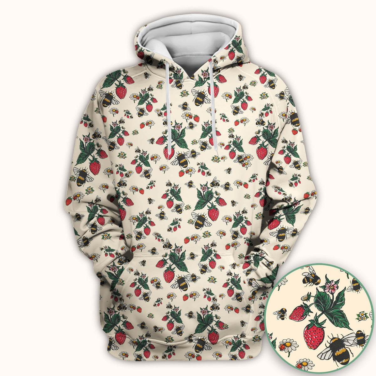Strawberry Bee Daisy Nurse Scrub Top