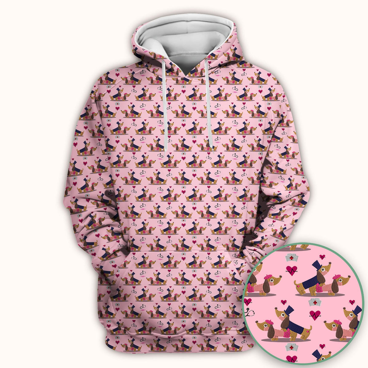 Dachshund Nurse Scrub Top - Valentines Day Gift