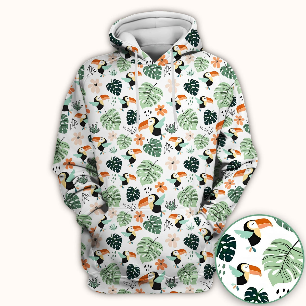 Tropical Toucan Leaf Floral Nurse Scrub Top