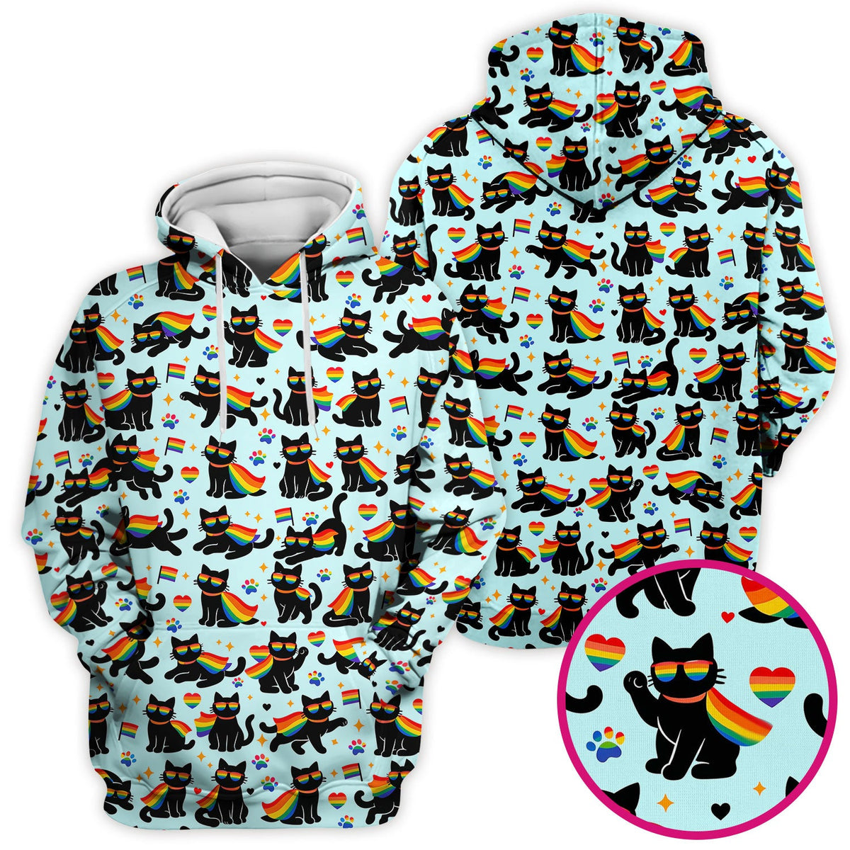 Rainbow Black Cat Pride Nurse Scrub Top