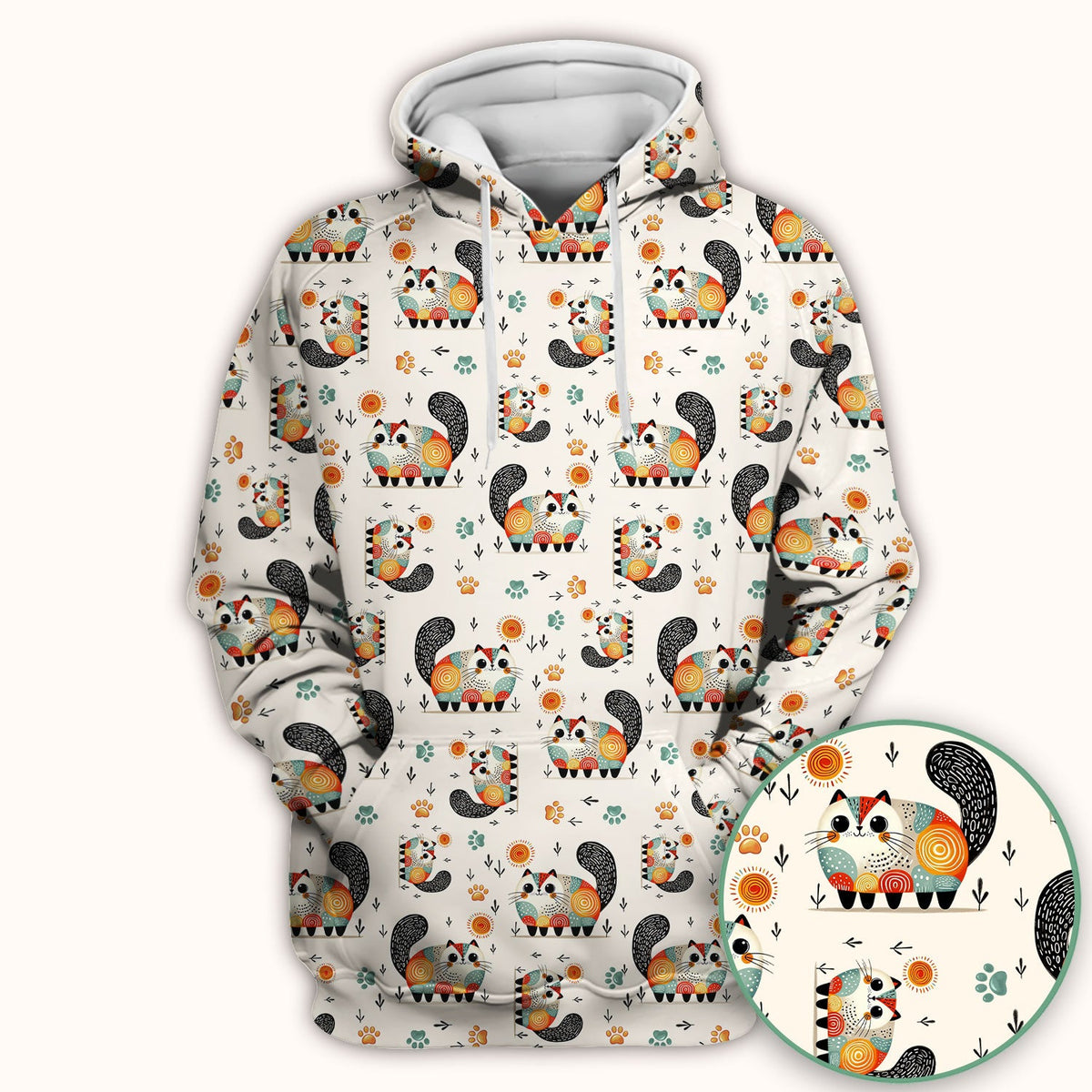 Cat Illustration Nurse Scrub Top
