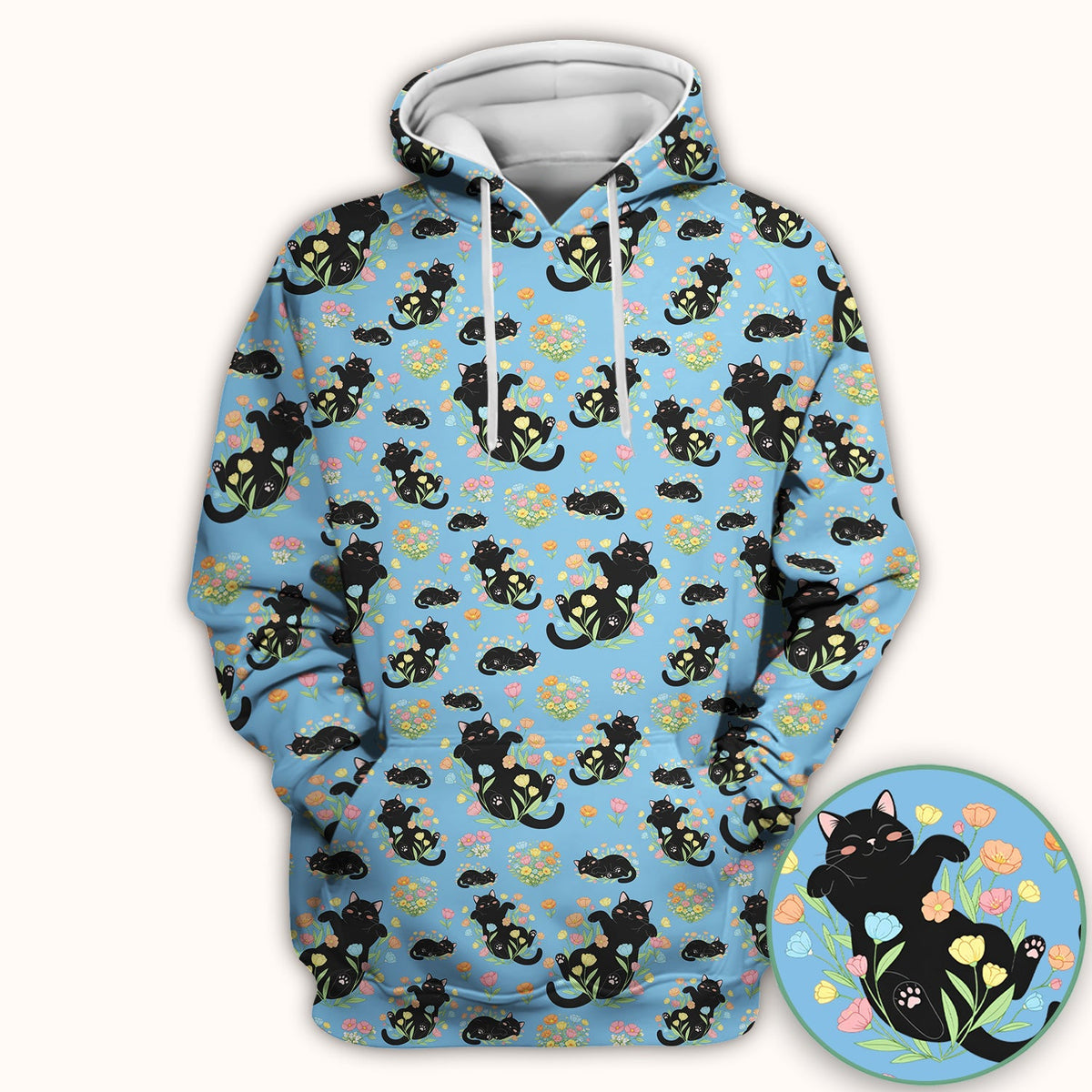 Cats Cute Poses Floral Nurse Scrub Top