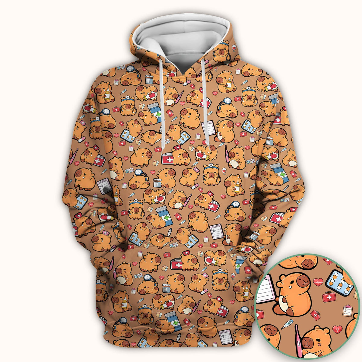 Capybara Stethoscope Medical Tools Nurse Scrub Top