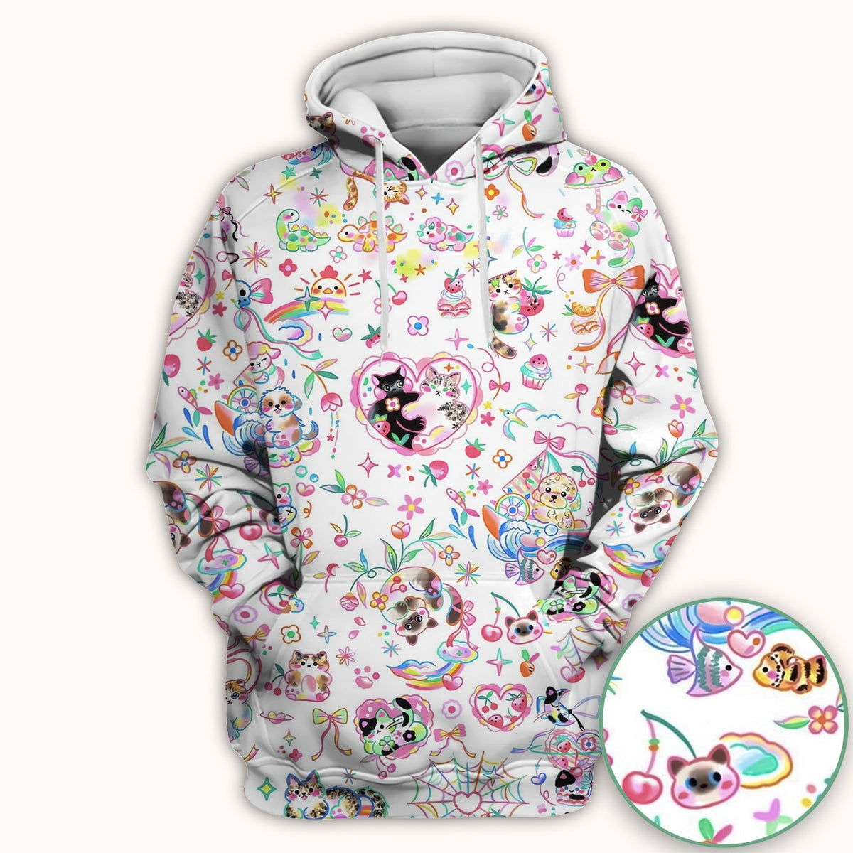 Kawaii Animal Rainbow Heart Nurse Scrub Top