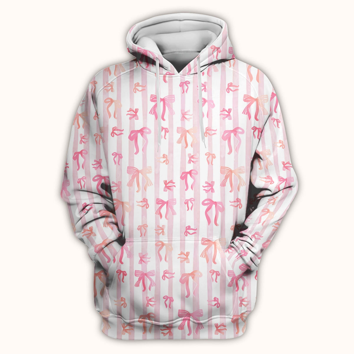Pink Bow Stripe Nurse Scrub Top