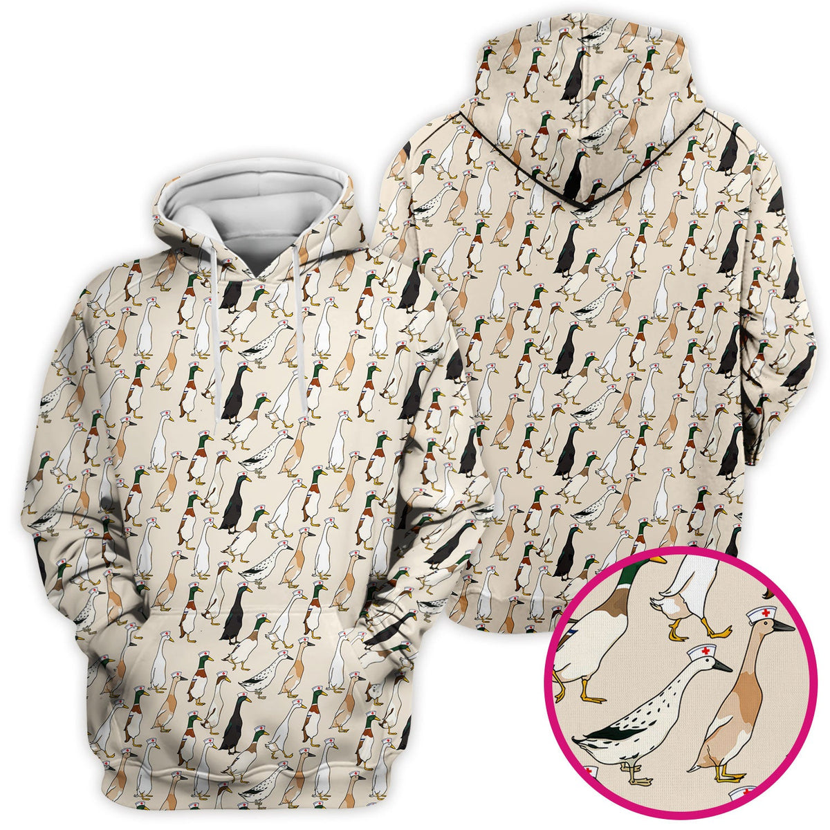 Duck Pattern Nurse Scrub Top