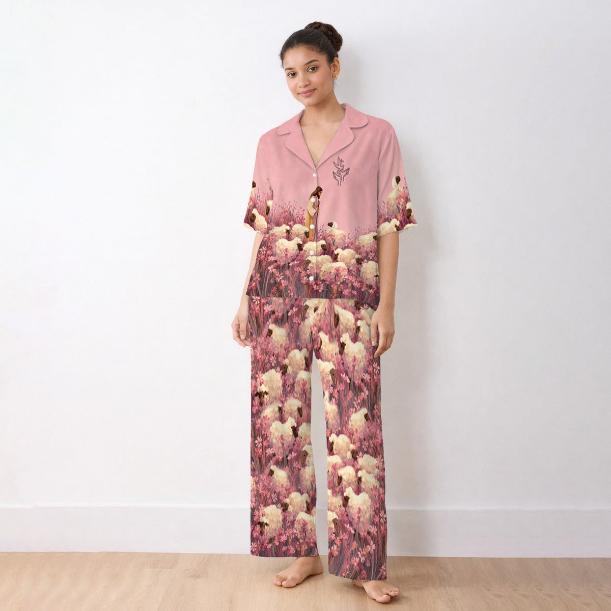 Christian Shepherd With Lambs Pajama Set