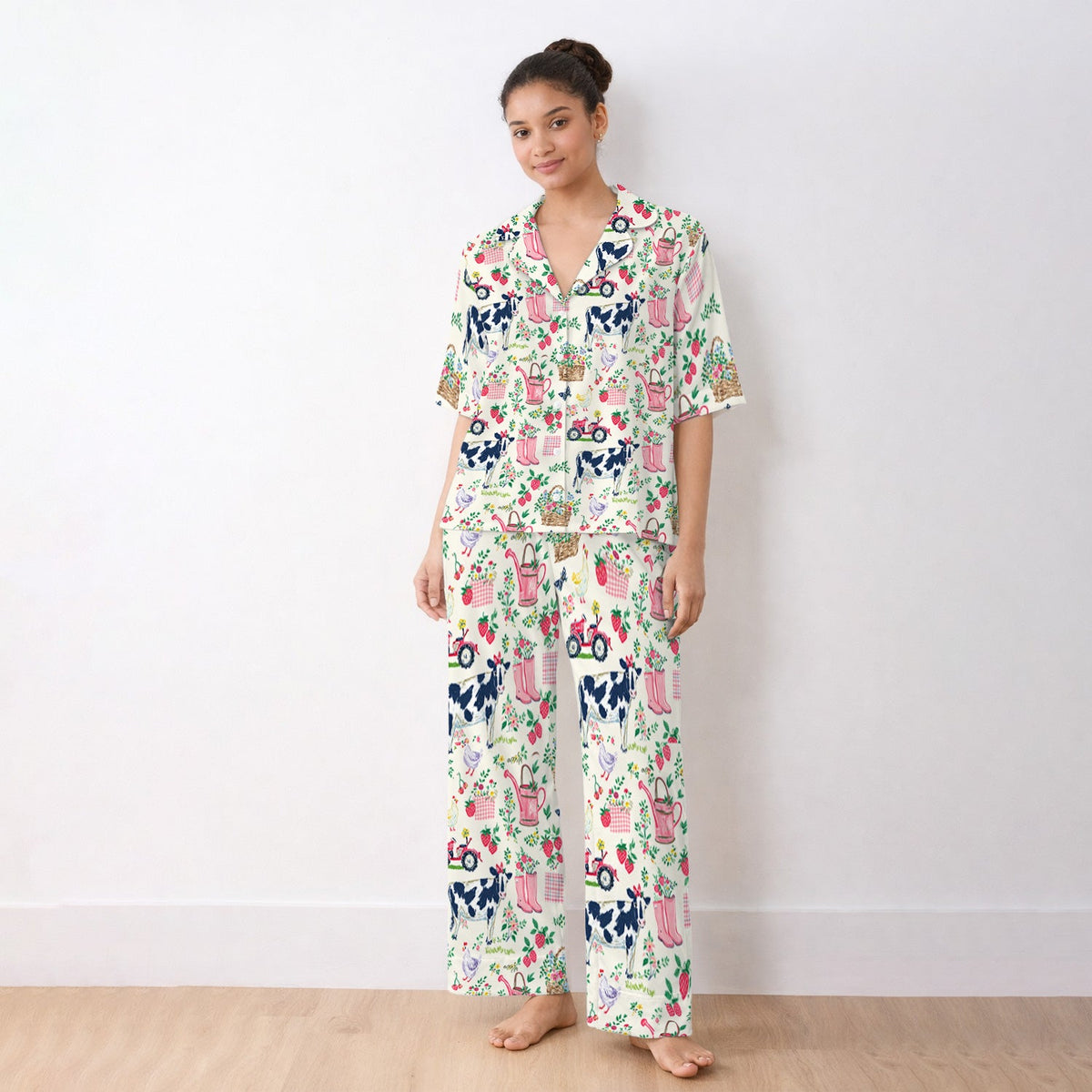Strawberry Cow Country Style Pajama Set