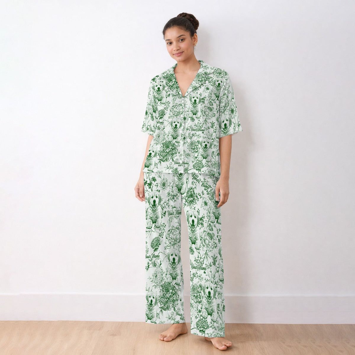 Personalized Pet Photo Floral Pajama Set