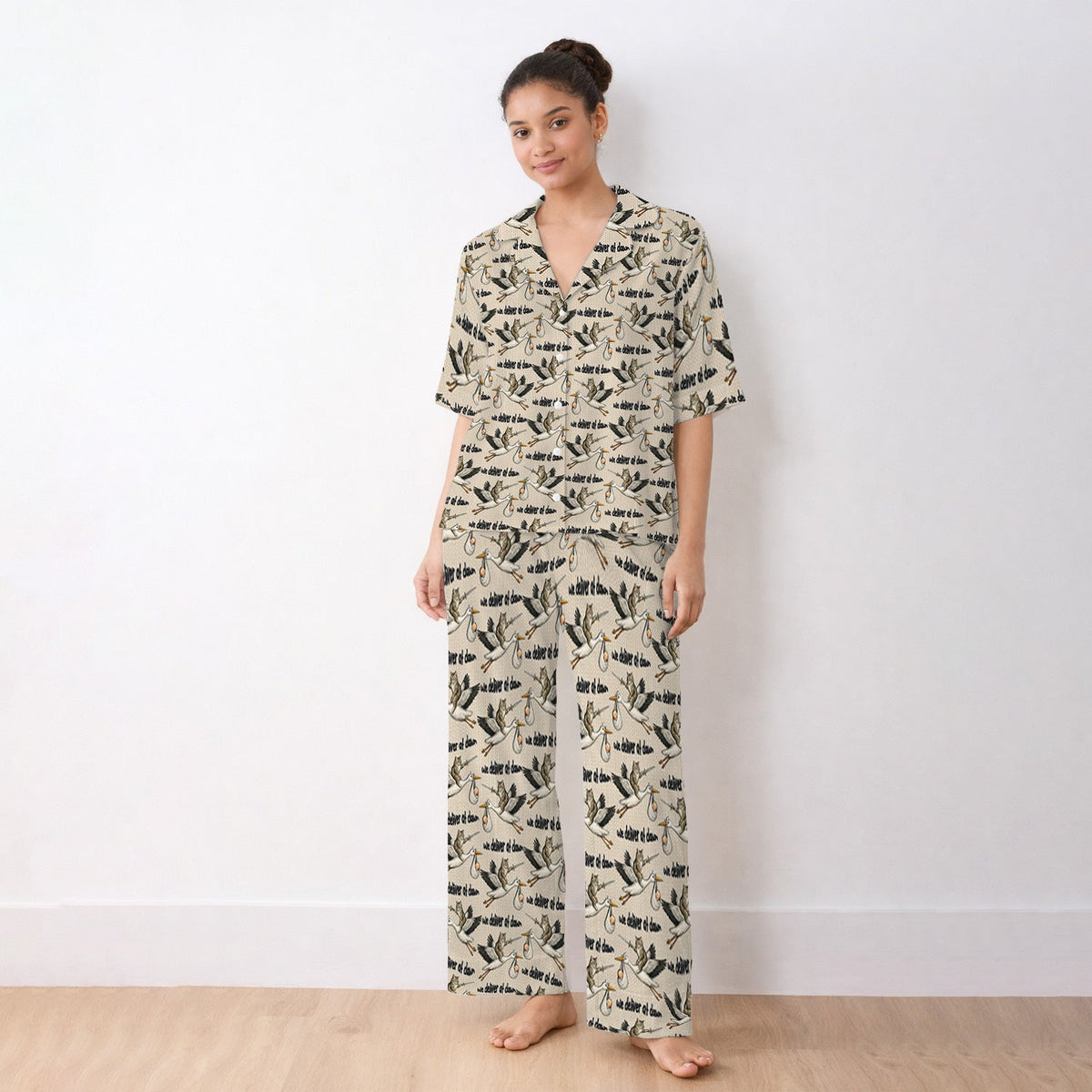 Stork Cat Delivery Pajama Set