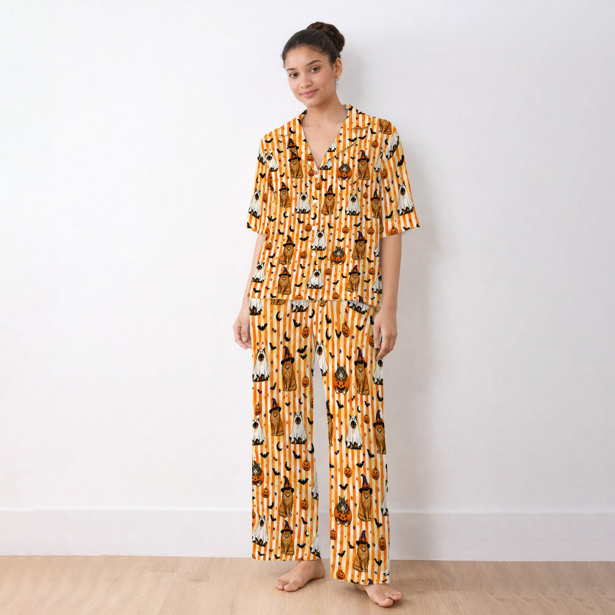 Cat Print Pajama Set - Halloween Gift For Nurse