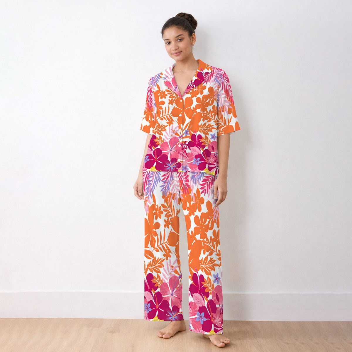 Tropical Hibiscus Bloom Nurse Pajama Set