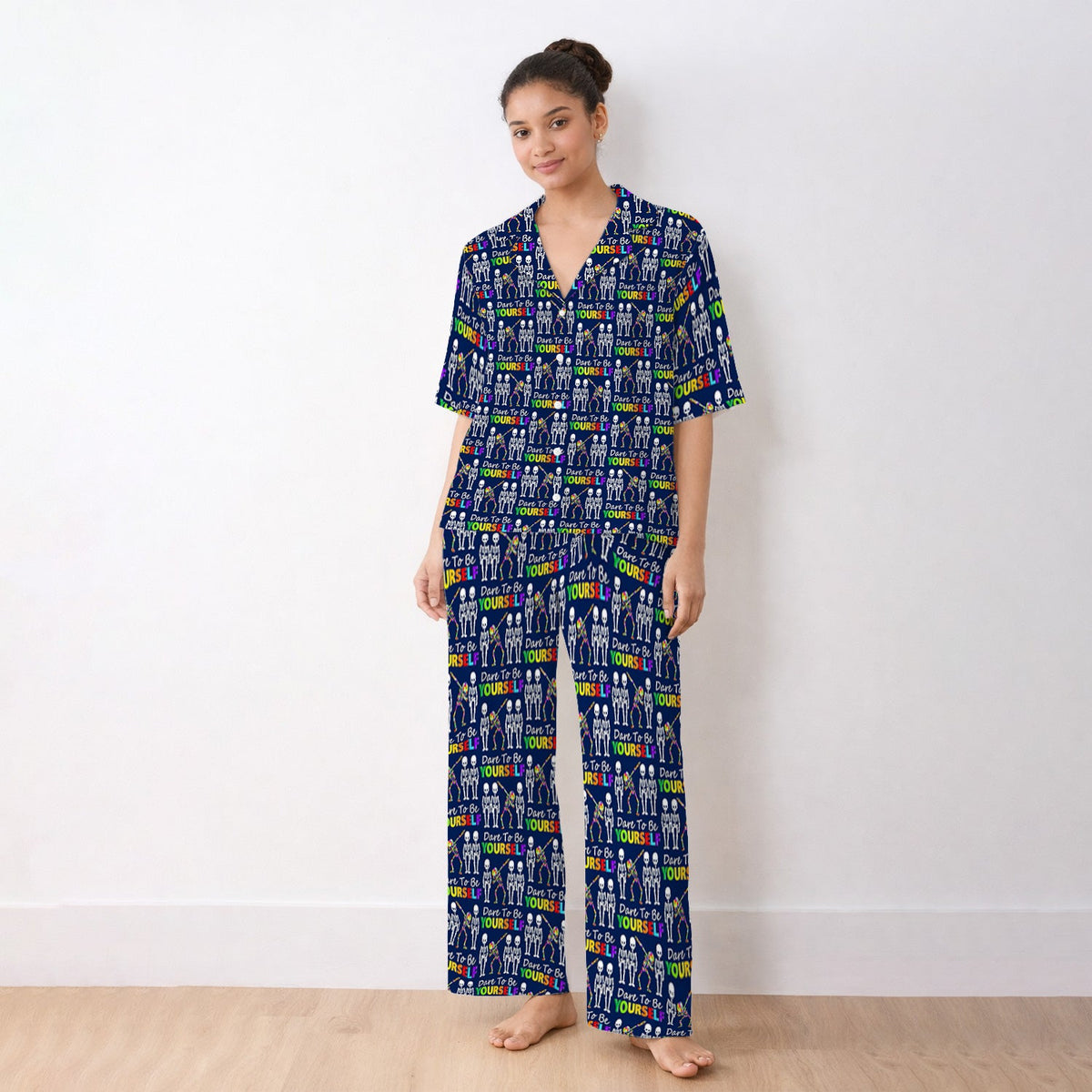 Rainbow Skeleton Dare To Be Yourself Pajama Set