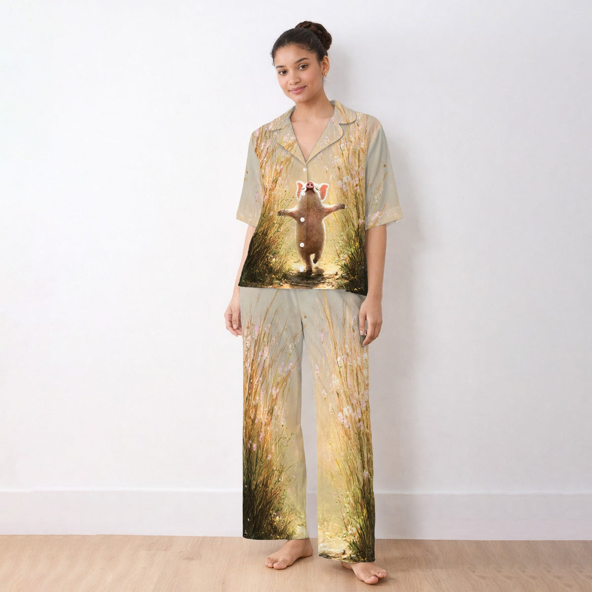 Pig Running Meadow Pajama Set For Nurse