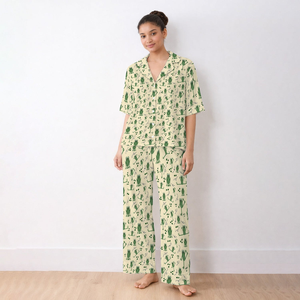 Frog Jumping Footprint Trail Pajama Set