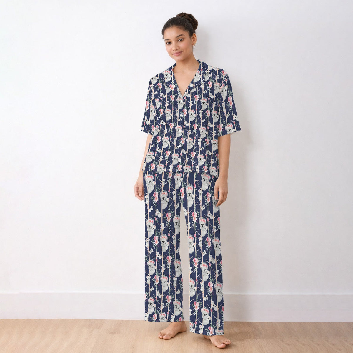 Koala Climbing Tree Blossom Pajama Set