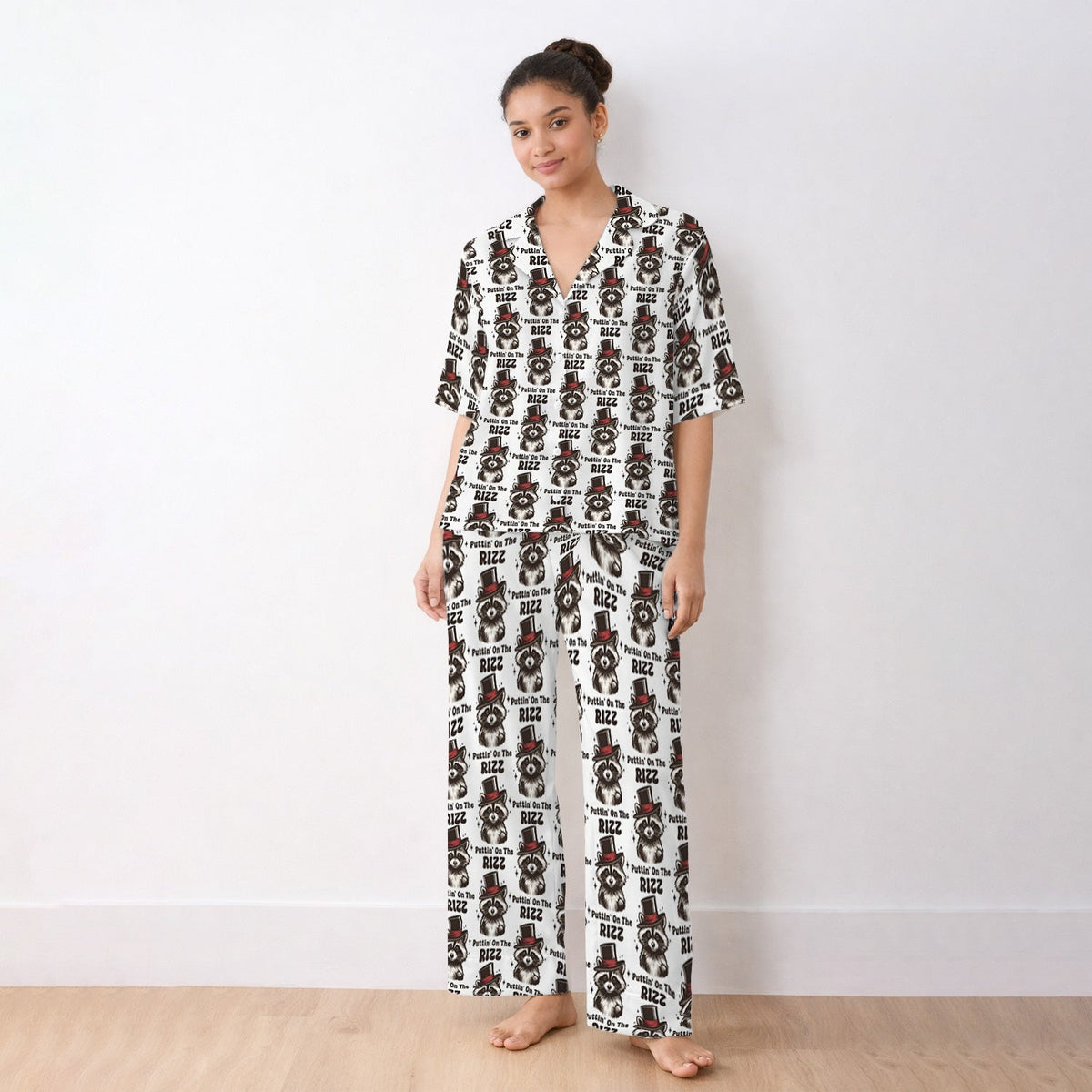 Raccoon Top Hat Rizz Pajama Set