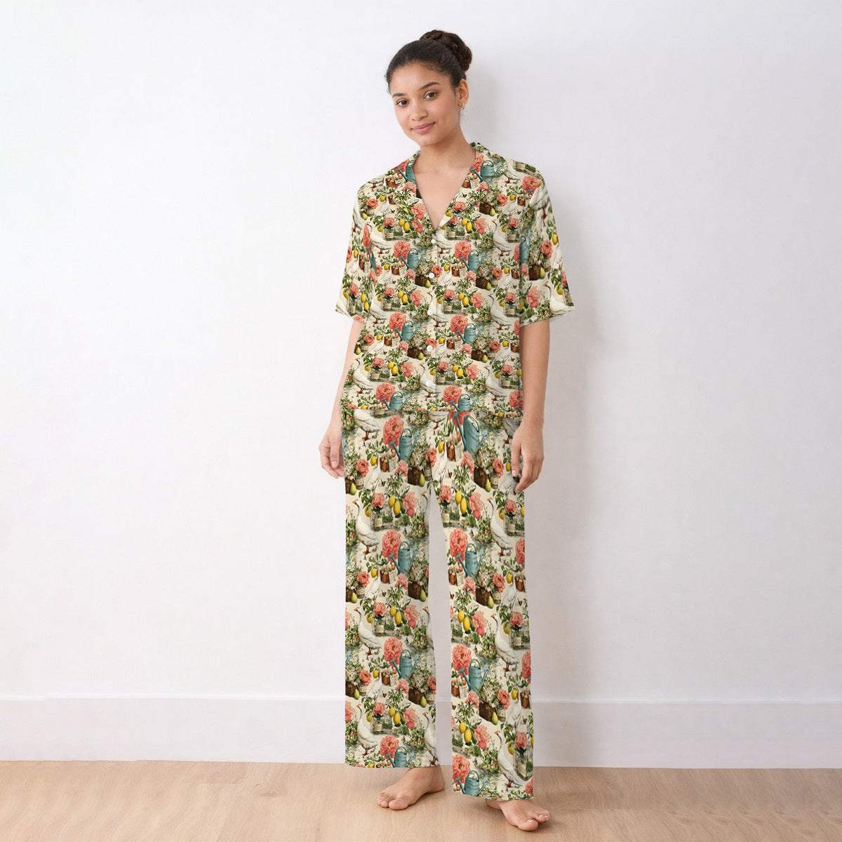 Vintage Goose Garden Floral Pajama Set