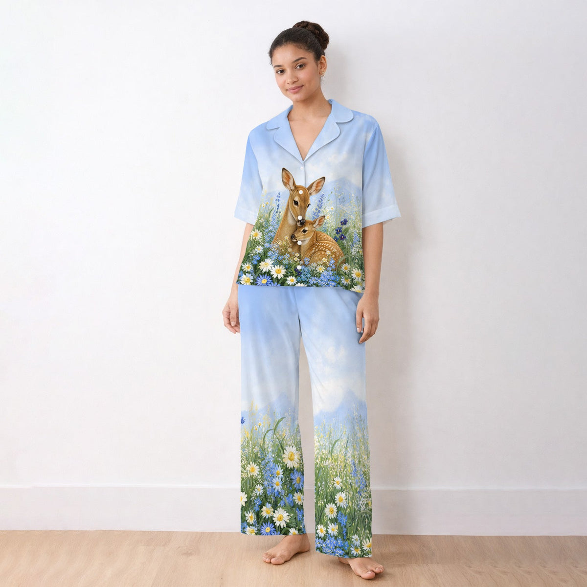 Deer Mother Baby Meadow Nurse Pajama Set