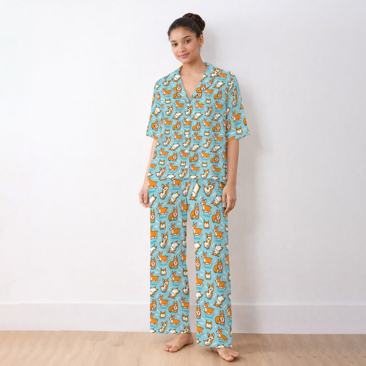 Corgi Dog Rolling Bone Pajama Set