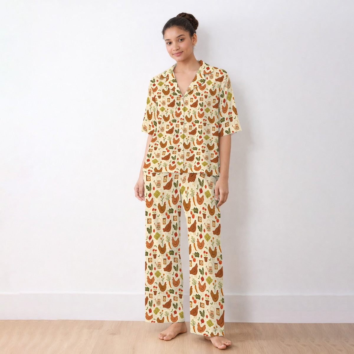 Rustic Farm Chicken Vegetable Pajama Set