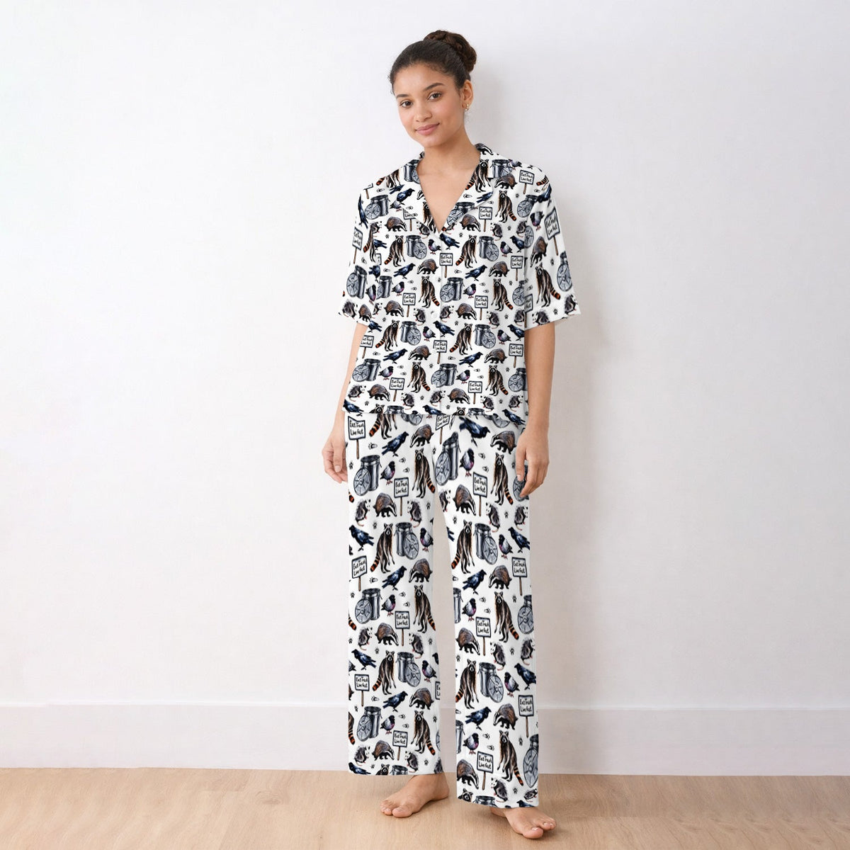 Raccoon Opossum Eat Trash Pajama Set