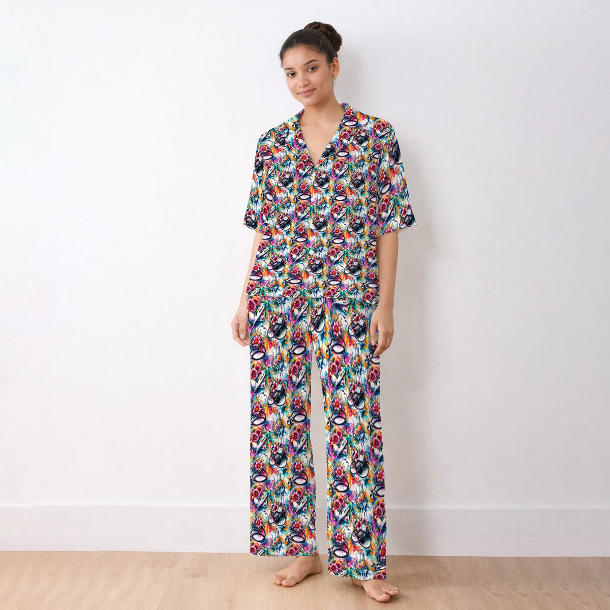 Colorful Medical Tools Floral Pajama Set