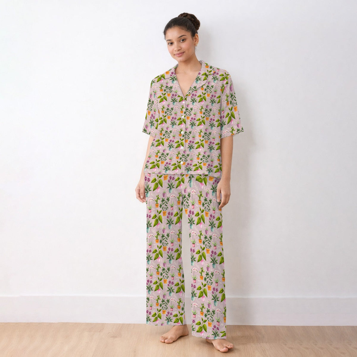 Potted Orchid Cactus Pajama Set