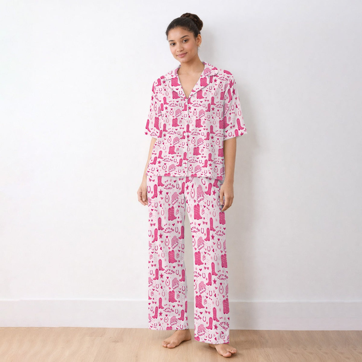 Pink Cowgirl Boots Pajama Set