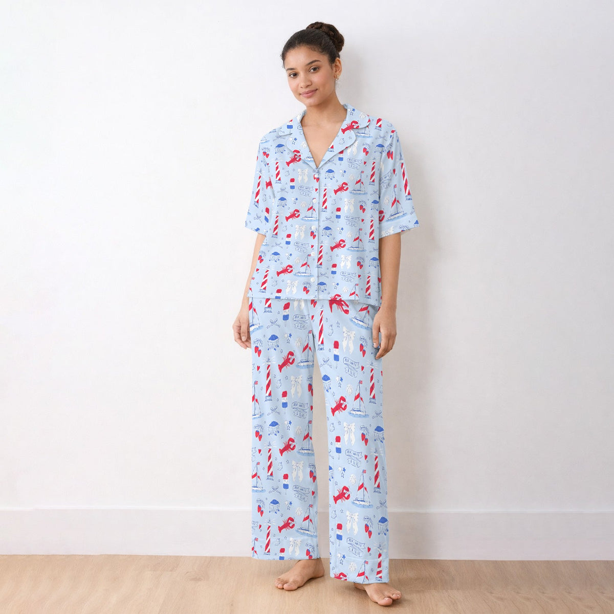 Lobster Lighthouse Sailboat Pajama Set