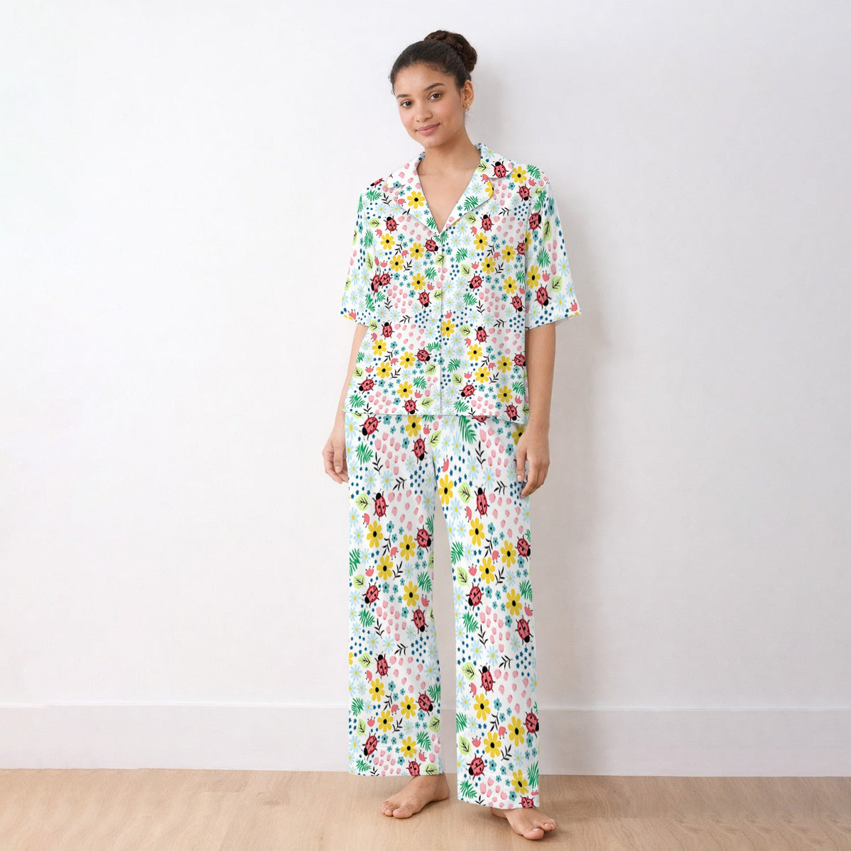 Ladybug Floral Garden Pajama Set