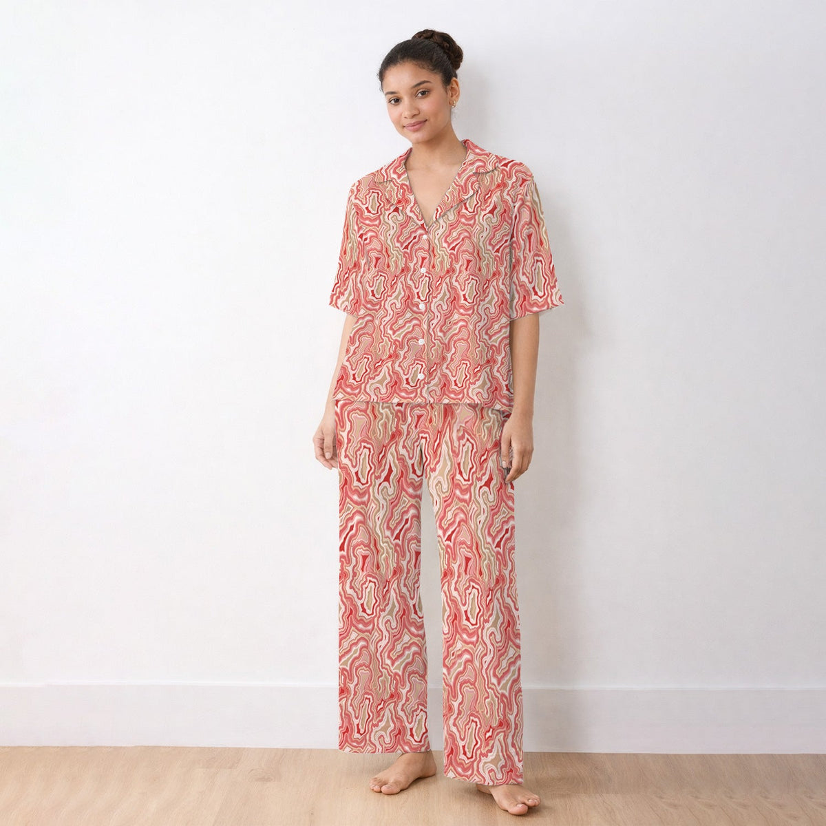 Pink Marble Swirl Pajama Set