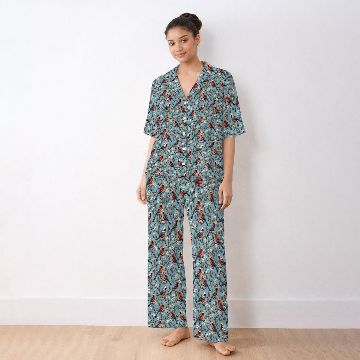 Cardinal Berry Blossom Nurse Pajama Set