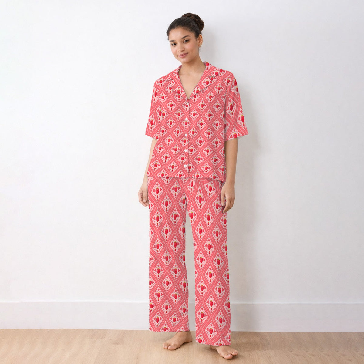 Raspberry Heart Diamond Nurse Pajama Set