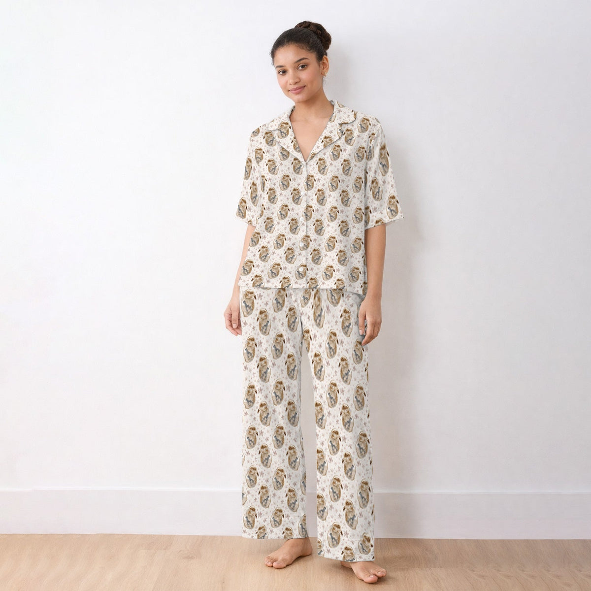 Sleeping Bunny Floral Meadow Nurse Pajama Set