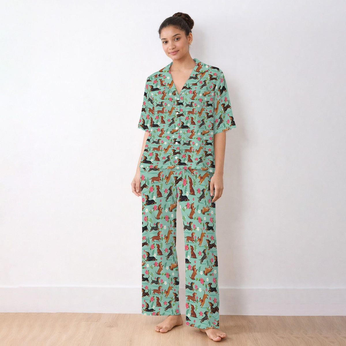 Floral Dachshund Puppy Pajama Set