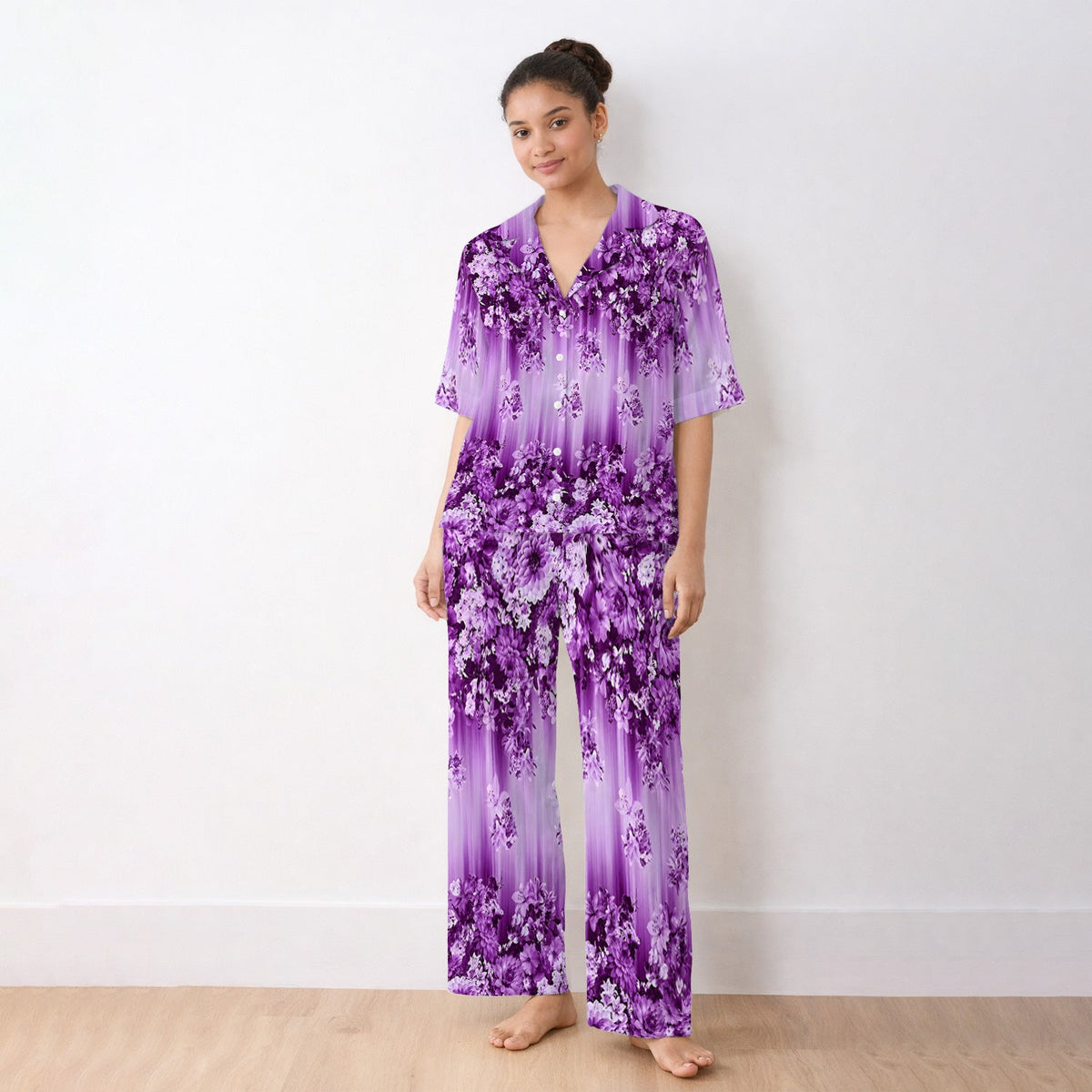 Purple Blossom Garden Pajama Set