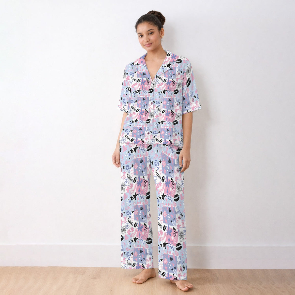 Love Hearts Doodle Pajama Set