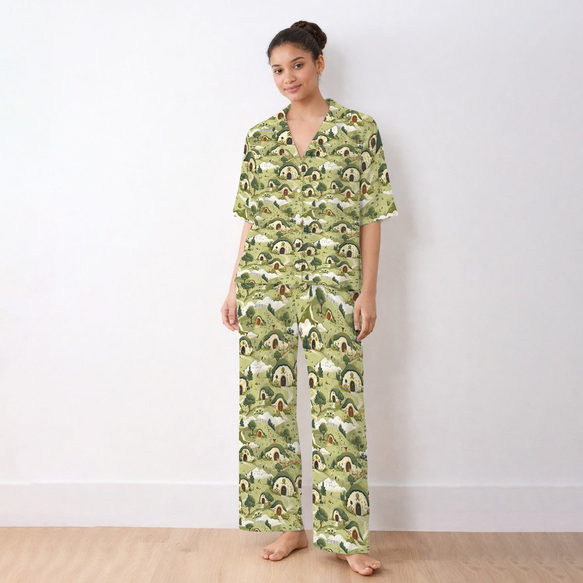 Cozy Hobbit Village Landscape Pajama Set